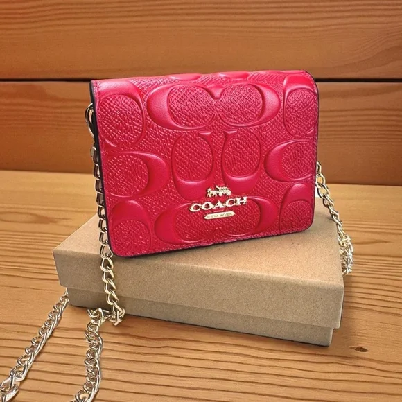 Coach Embossed Red Leather Wallet - Picture 4 of 8